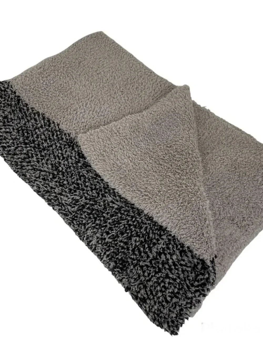 Barefoot Dreams Luxe Heathered Stripe Throw Blanket PEWTER BLACK